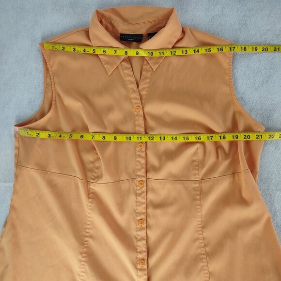 Apostrophe Women’s Orange, Button Up, Sleeveless, Lightweight Blouse Size 16W - Picture 8 of 11